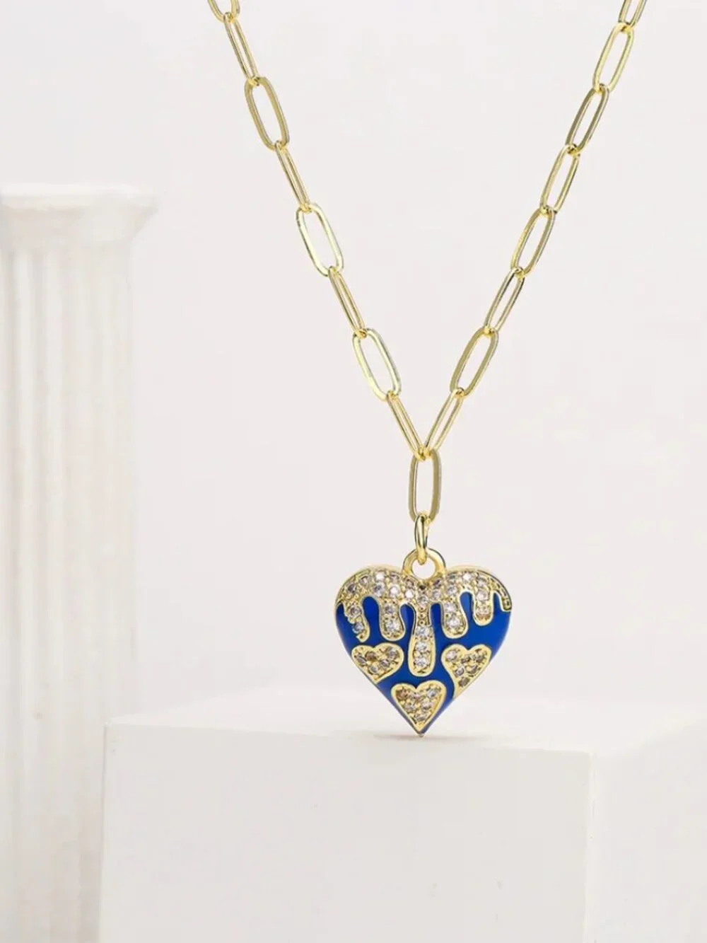 Blue Heart 18k gold plated necklace - Picture 2 of 2